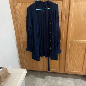 Navy Blue Cable Knit Cardigan dress y and light. New in package